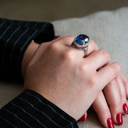 Large Sapphire cocktail ring for women 