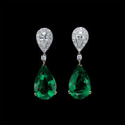 Pendiente de lujo verde esmeralda oro diamante