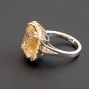 Brigitte - Bague en quartz rutile 10.50 carats avec diamants naturels 1.01 carat