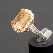 Brigitte - Anillo de cuarzo rutilado de 10.50 quilates con diamantes naturales de 1.01 quilates