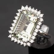Athena - Bague Améthyste Verte Naturelle 18.70 carats avec diamants 1.37 carat