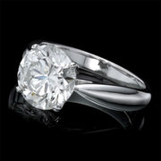 Anello con diamante naturale rotondo da 3.58 carati per fidanzamento donna in oro bianco