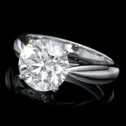 Anello di fidanzamento con diamante tondo solitario da 3.58 carati in oro bianco