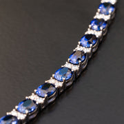 Cariad - pulsera de zafiro ovalado de 32.00 quilates con diamantes naturales de 2.60 quilates