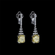 Boucles d'Oreilles Luxe Fantaisie Diamant jaune or
