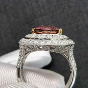 anillo de turmalina rosa art deco oro