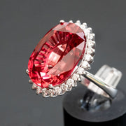 Claire - Bague diamant ovale saphir rouge orange 21.00 ct