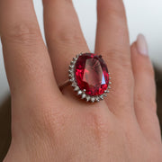 Claire - 21.00 ct oval orange red sapphire diamond ring