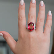 Claire - 21.00 ct oval orange red sapphire diamond ring