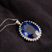 Domenica - 23.00 carat oval sapphire pendant with 0.95 carat natural diamonds
