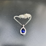 blue sapphire pendant white gold for women