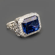 Anelise - anillo de zafiro esmeralda de 22.00 quilates con diamantes naturales de 0.70 quilates