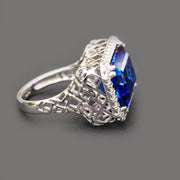 Anelise - Bague saphir émeraude 22.00 carats avec diamants naturels 0.70 carat