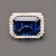 Anelise - 22.00 carat emerald sapphire ring with 0.70 carat natural diamonds
