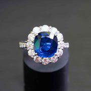 Maria- Certificado GRS - Anillo de zafiro azul real natural de 4.39 quilates Diamantes naturales de 1.65 quilates
