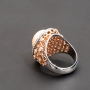 big natural coral statement ring for women 