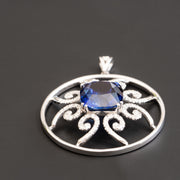 Carmella - 9.87 carat cushion sapphire pendant with 0.50 carat natural diamonds
