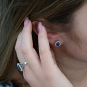 Romana - Boucles d'oreilles saphir ovale de 3.96 carats avec diamants naturels de 1.00 carat