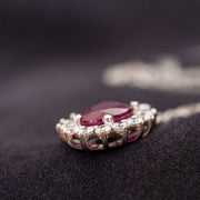 Beronia - 3.95 carat oval ruby pendant with 1.01 carat natural diamonds