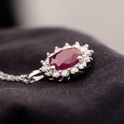 Beronia - Pendentif rubis ovale 3.95 carats avec diamants naturels 1.01 carats