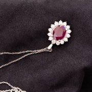 Beronia - 3.95 carat oval ruby pendant with 1.01 carat natural diamonds