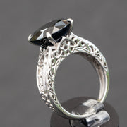 Joelene - 9.50 carat round natural deep blue sapphire ring with 0.30 carat natural diamonds