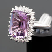 Katriane - Bague améthyste violette naturelle 10.28 carats avec diamants naturels 1.36 carat