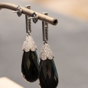 Nina - 47.00 carat onyx vintage earrings with 1.70 carat natural diamonds