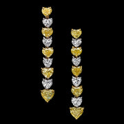 Francine - Pendientes de diamantes en forma de corazón natural de 7.94 quilates, diamantes blancos superiores y diamantes amarillos elegantes