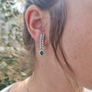 Hebe -0.86 carat natural emerald earrings, 2.36 carat natural diamonds, 18K white Gold