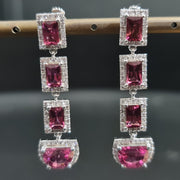 pendientes de turmalina rosa con diamantes oro blanco