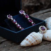 Penina - Pendientes de rubí ovalados de 6.57 ct con diamantes naturales de 0.78 quilates