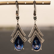 Ciana - 18.00 carat pear sapphire earrings with 1.65 carat natural diamonds