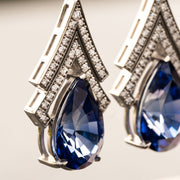 Ciana - 18.00 carat pear sapphire earrings with 1.65 carat natural diamonds