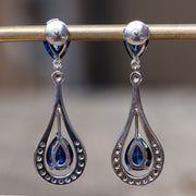 Gaia - 6.31 carat pear sapphire earrings with 0.70 carat natural diamonds