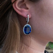 Noémie - 46.00 carat oval sapphire earrings with 2.50 carat natural diamonds