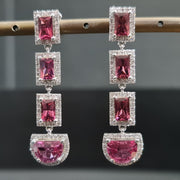 Pink tourmaline earrings with diamond white gold
