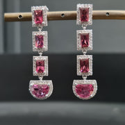 Selena - 7.20 carat pink Tourmaline earrings with 1.18 carat natural diamonds