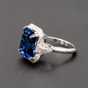 Doreen - anillo de zafiro esmeralda de 13.70 quilates con diamantes naturales de 1.20 quilates