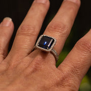 Nicollete - Bague saphir émeraude de 7.97 carats avec diamants naturels de 0.77 carat