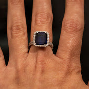 Nicollete - 7.97 carat emerald sapphire ring with 0.77 carat natural diamonds