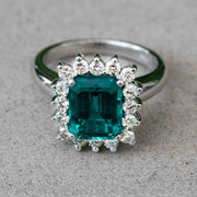 anillo de esmeralda verde para mujer oro