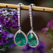 Maya - 5.41 carat natural emerald earrings with 0.72 carat natural diamonds