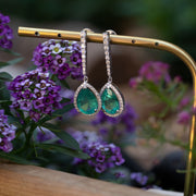 Maya - 5.41 carat natural emerald earrings with 0.72 carat natural diamonds