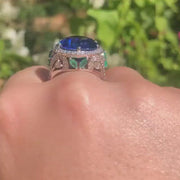 Belle - 23.00 carat oval sapphire ring 0.68 carat natural emerald, 1.00 carat natural diamonds