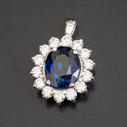 Alessia - 5.00 carat oval sapphire pendant with 1.00 carat natural diamonds