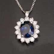 Alessia - 5.00 carat oval sapphire pendant with 1.00 carat natural diamonds