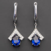 Holly - 7.80 carat pear sapphire earrings with 0.40 carat natural diamonds