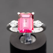 Fortune - 3.70 carat natural pink topaz ring with 0.55 carat natural diamonds