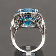 Carly - Bague topaze bleue suisse naturelle 22.00 carats avec diamants 1.74 carat